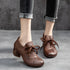 Vintage Fold Leather Deep Mouth Women's Shoes